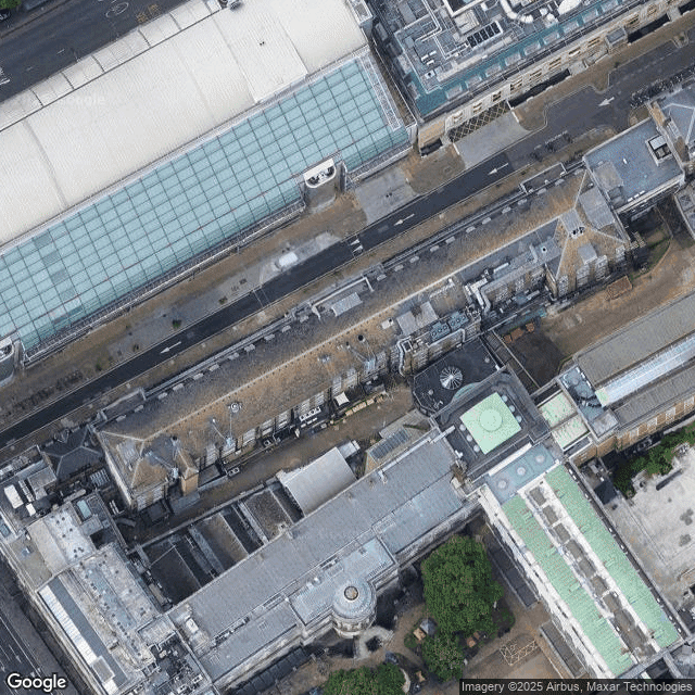 Interpolated virtual camera path between Street View and satellite viewpoints